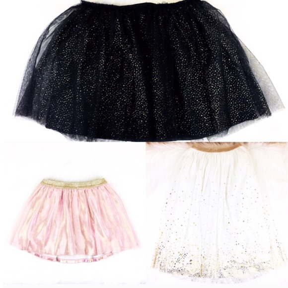 Cat & Jack 3 Skirt Lot Black Pink White Gold Sz Sm - Picture 1 of 13